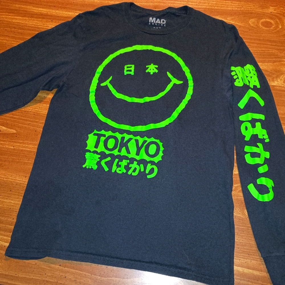 TOKYO SMILEY - Long Sleeve T-shirt - Medium // Anime Japan Mad Engine Tee Shirt
